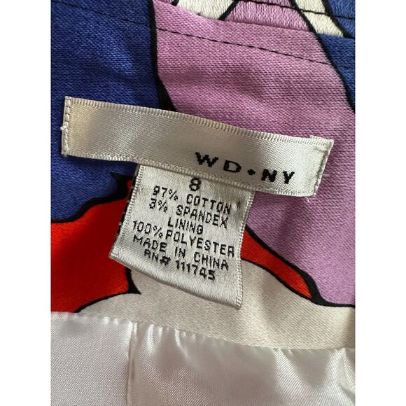 Vintage WDNY Red, Blue and Purple Abstract Floral Patterned Open Front Coat sz 8 - Picture 3 of 7
